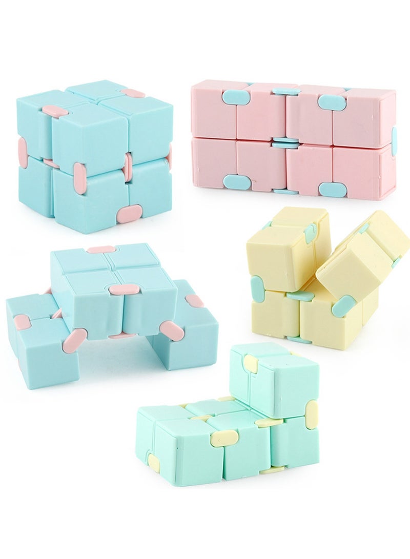 أربع مجموعات من ألعاب مكعب روبيك المبتكرة الجديدة والفريدة من نوعها التي لا نهاية لها من مكعبات روبيك معكرونة الجيب من الدرجة الثانية (الوردي والأصفر والأزرق والأخضر) - Image 4